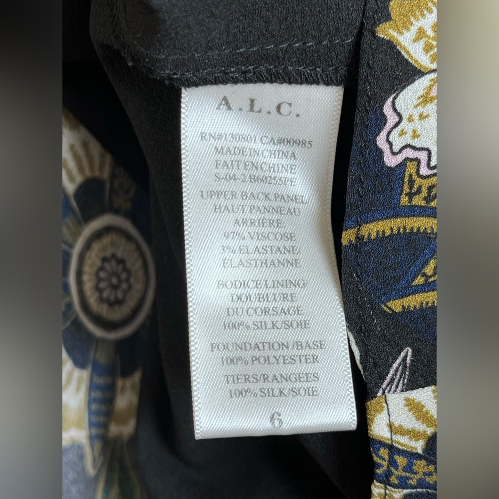 A.L.C “Hayley” tiered floral/black midi dress Women Sz 6 Tiered Silk Midi Dress - Picture 8 of 11